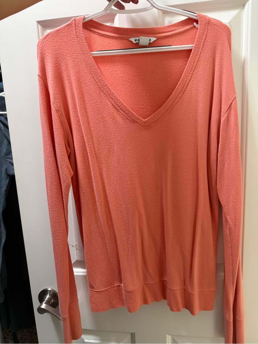 Athleta sunrise Coral V-Neck Lightweight Sweater, medium tall